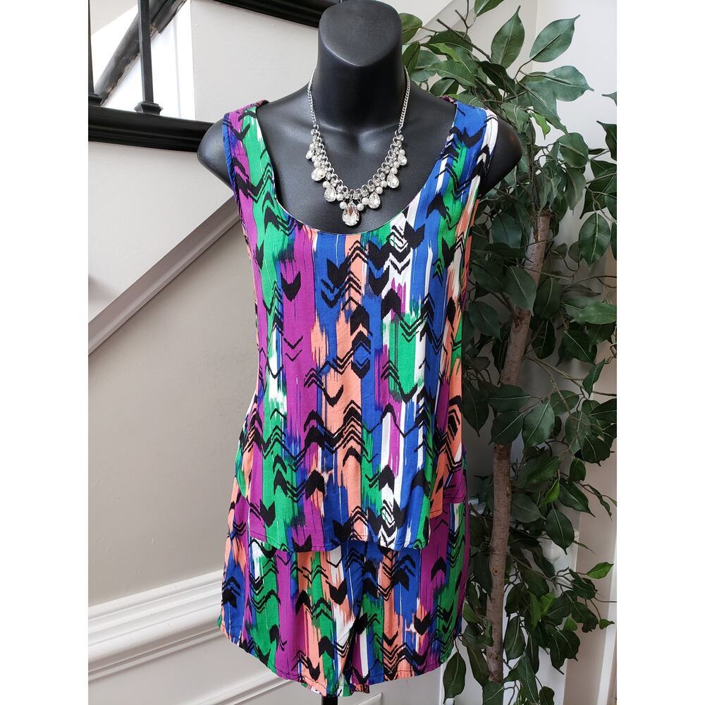 Cato Established 1946 Romper Women's Medium Multi Striped Sleeveless Scoop Neck